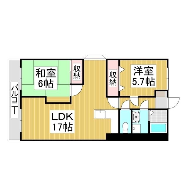 芳川コーポ南棟(2LDK/2階)の間取り写真