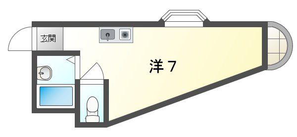 紅屋町グリーンハイツ(ワンルーム/3階)の間取り写真