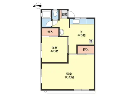 メゾンフェリス楠見中(2K/3階)の間取り写真