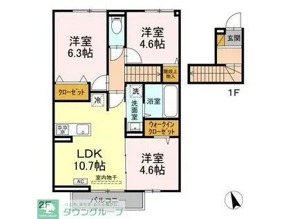 オルメル(3LDK/2階)の間取り写真