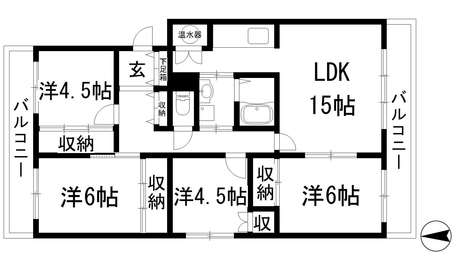 栄南団地4号棟(4LDK/3階)の間取り写真