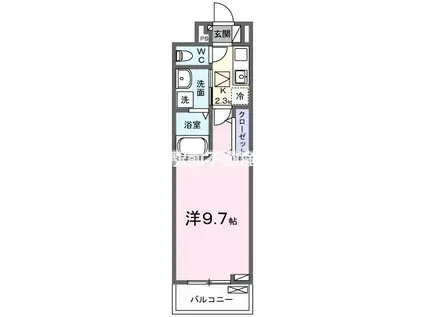 ハイド リアン(1K/1階)の間取り写真