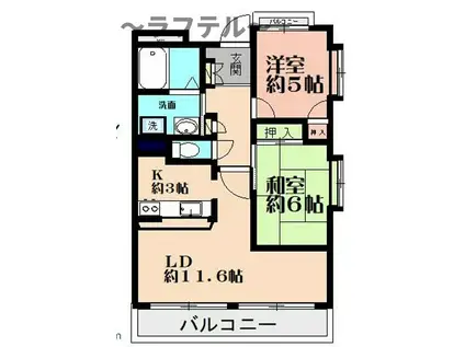 エスポワール・サイトウ(2LDK/3階)の間取り写真