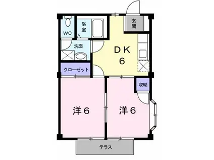 ハッピーシャトウII(2DK/1階)の間取り写真