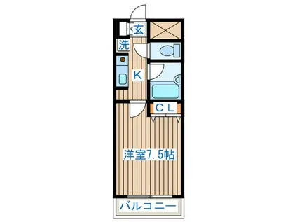 テルシノ北仙台(1K/3階)の間取り写真