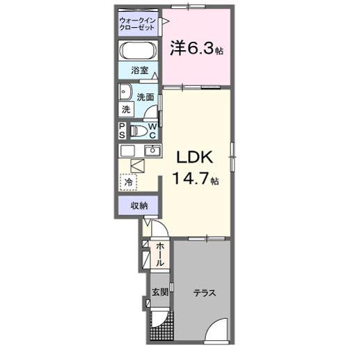 ひだまりガーデンテラスI(1LDK/1階)の間取り写真