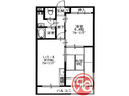 アベノ松崎町ハイツ(2LDK/4階)の間取り写真