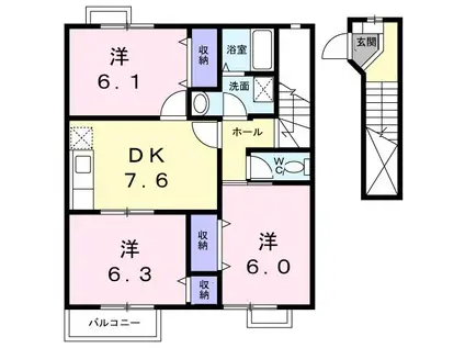 スカイコーポラスII(3DK/2階)の間取り写真