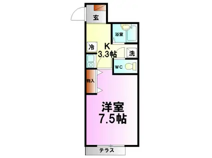 ドゥ・プランドール(1K/1階)の間取り写真