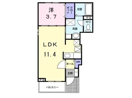 ラルジュA(1LDK/1階)の間取り写真