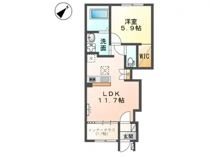 グランハイツN(1LDK/1階)の間取り写真