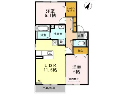 JODEN(2LDK/2階)の間取り写真