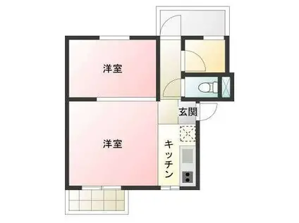 メゾンドカルピヨンB(1LDK/1階)の間取り写真