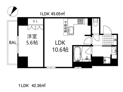 リーガル神戸三宮2(1LDK/8階)の間取り写真