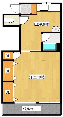 山根ビル(1DK/2階)の間取り写真