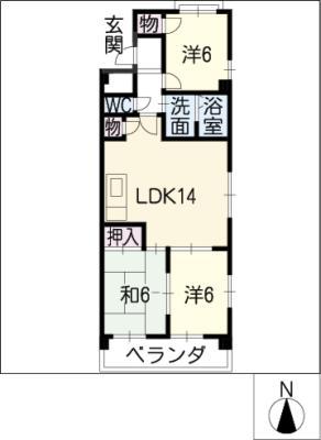 サンメゾン松井(3LDK/3階)の間取り写真