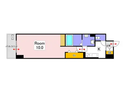 レジデンス柳町(1K/1階)の間取り写真