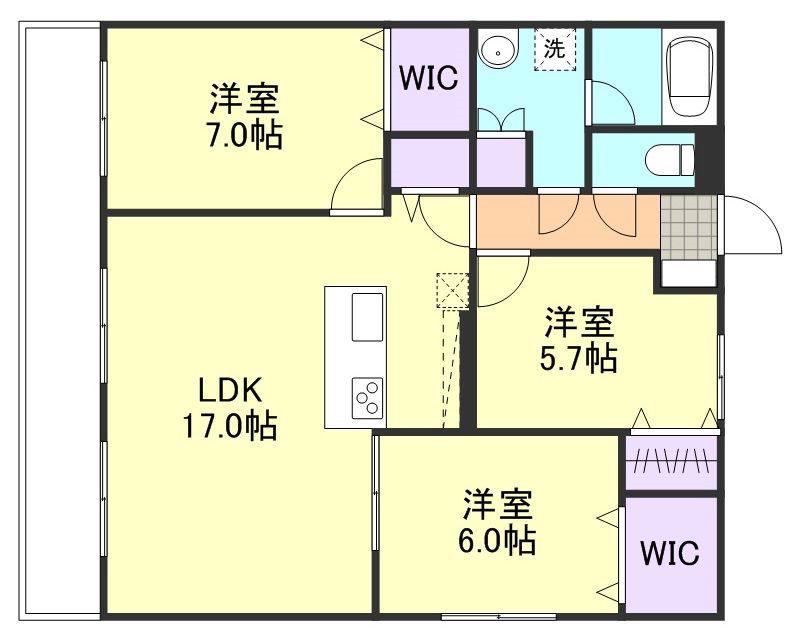 ウエストパーク(3LDK/3階)の間取り写真