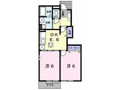 ヴィラ・ポポラーレI(2DK/1階)の間取り写真