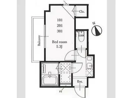 FIORE戸塚 壱番館(1K/3階)の間取り写真