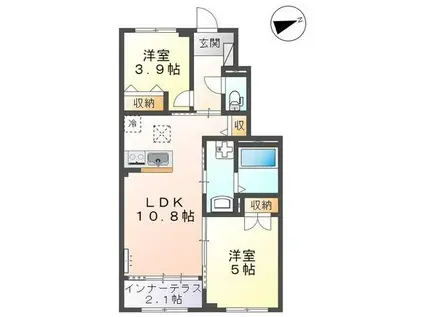 LINK ROMMTY(2LDK/1階)の間取り写真