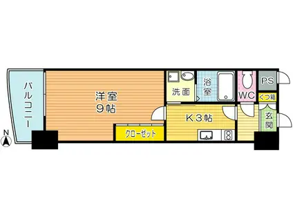 ロイヤルノースナイン(1K/14階)の間取り写真