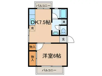 メゾンいずみ(1DK/2階)の間取り写真