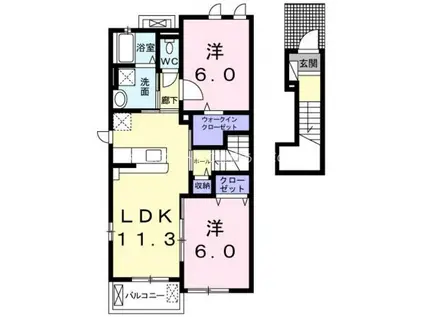 フィオーレ2016C(2LDK/2階)の間取り写真