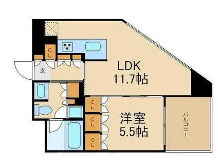 パークキューブ春日安藤坂(1LDK/3階)の間取り写真