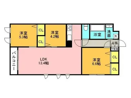 THE BELUGA 世田谷 RESIDENCE(3LDK/2階)の間取り写真