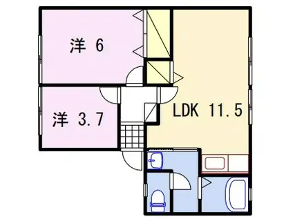 アーバン御国野(2LDK/2階)の間取り写真