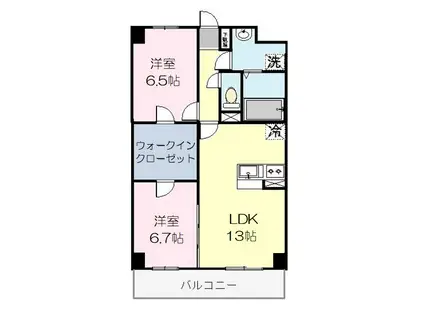 REFUGE・F(2LDK/1階)の間取り写真