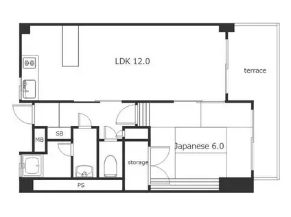 ロジェ露橋(1LDK/1階)の間取り写真