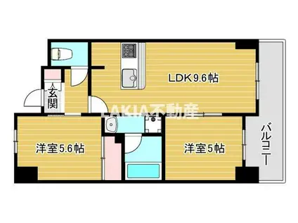 エステムエグゼ心斎橋(2LDK/14階)の間取り写真