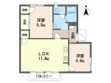フレグランスいしや(2LDK/2階)の間取り写真