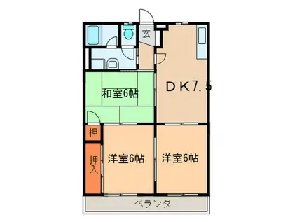 サンハイツ河合(3DK/2階)の間取り写真