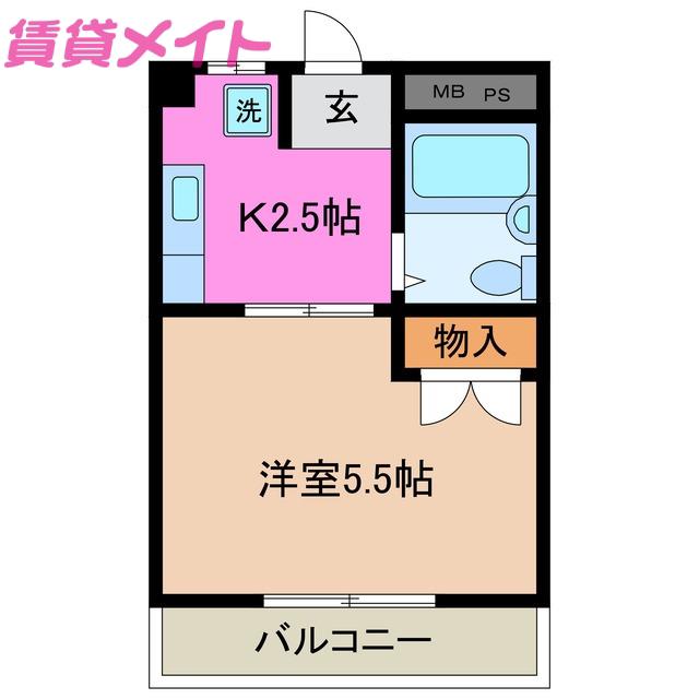 コーポ北斗(1K/1階)の間取り写真