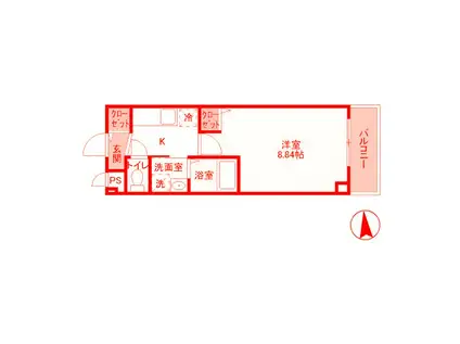 ベルレジデンス(1K/3階)の間取り写真