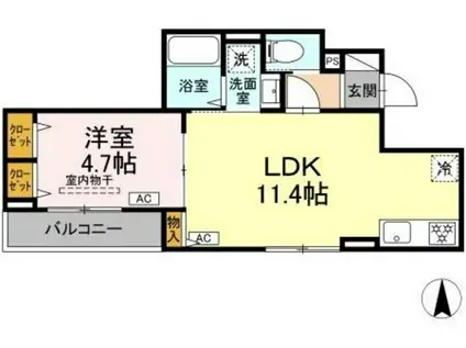 セレスティア東葛西V(1LDK/2階)の間取り写真