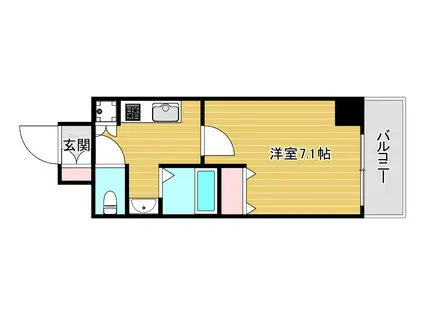 ジュネーゼグラン 弁天町(1K/12階)の間取り写真