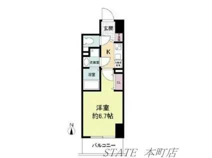 セレニテ心斎橋グランデ(1K/7階)の間取り写真