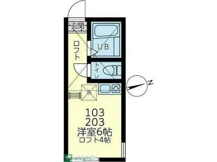ユナイト追浜オルレアン(ワンルーム/1階)の間取り写真