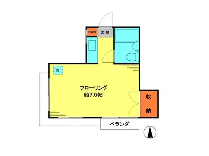 コスモ谷中(ワンルーム/3階)の間取り写真