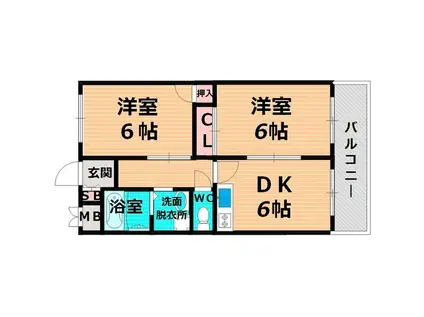 泰平ビル(2DK/7階)の間取り写真