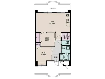 椥辻市営4棟(2LDK/2階)の間取り写真