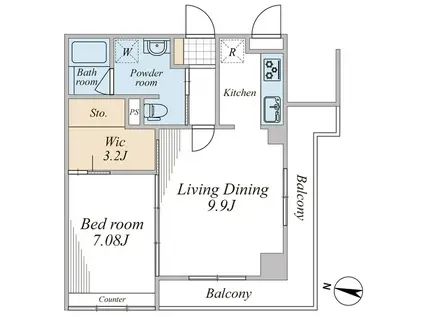 横浜山手ガーデニア(1SLDK/6階)の間取り写真