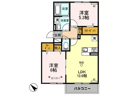 GEMINI(2LDK/3階)の間取り写真