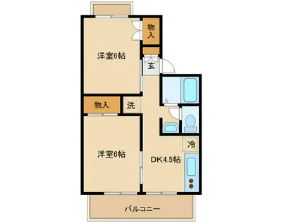 エントピア嶋崎(2DK/1階)の間取り写真