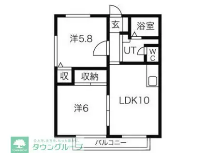 サントピアK(2LDK/1階)の間取り写真