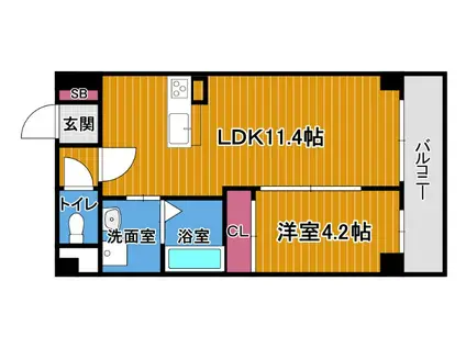 RETUMEKITA(1LDK/2階)の間取り写真